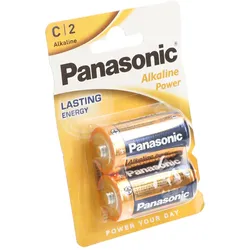 Panasonic Batterie Alkaline, Baby, C, LR14, 1.5V Alkaline Power, Retail Blister (2-Pack)