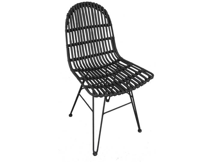 Schalenstuhl Tan schwarz Rattan, Metall