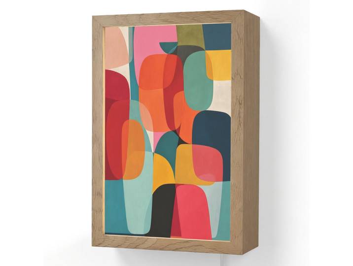 OnlyWow Wandleuchte - Formen - Bunt - Abstrakt - Flugzeuge - 20x30 cm, Mehrfarbig, Holzwerkstoff, Rechteckig, LED integriert, 20x30x8 cm, Lampen & Leuchten, Innenbeleuchtung, Wandlampe