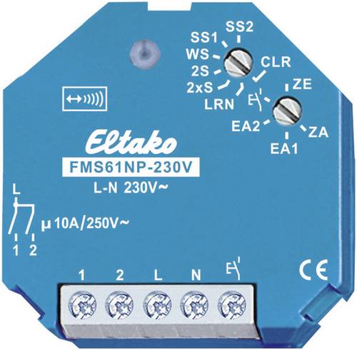 Eltako FMS61NP-230V Funk Schaltaktor Stromstoß-Schalter 1-Kanal Unterputz Schaltleistung (max.) 2000W Reichweite max.