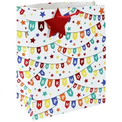 Clairefontaine 6x Mittelgroße Geschenktasche, Happy Birthday, 21,5x10,2x25,3 cm - Mehrfarbig 33913-3C