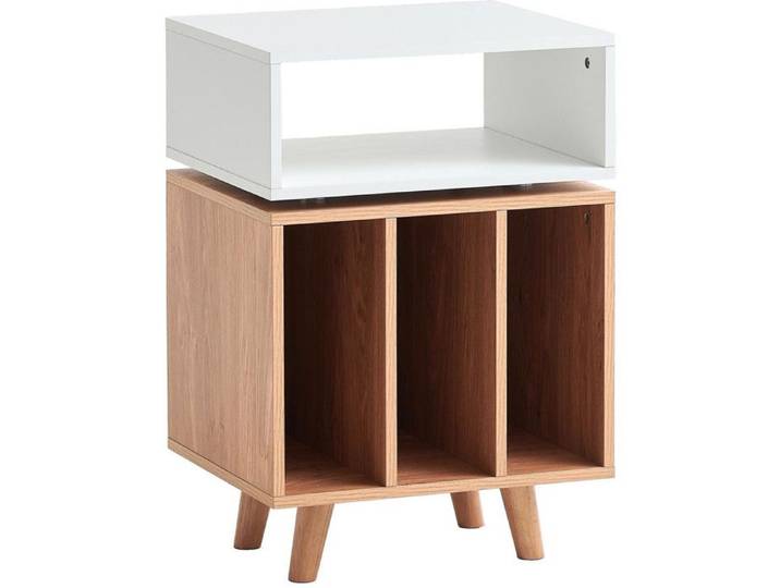 Meuble Hi‑Fi compact pour vinyles - NORSTONE - NORSTO70AWTOK - Blanc - Bois clair - Design scandinave