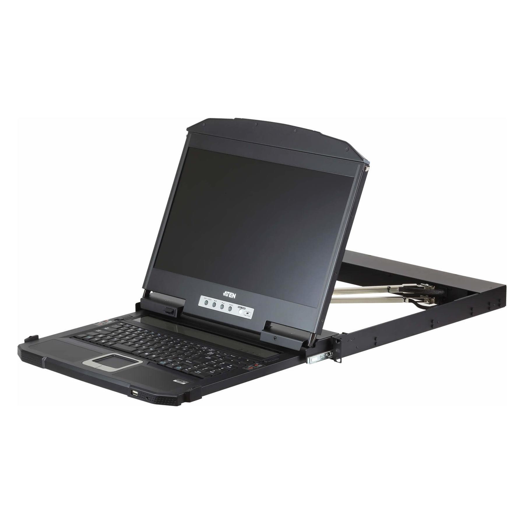 Aten CL3800NW SL Kurze Dual-Rail 18,5"-LCD-Konsole (USB HDMI DVI VGA) SL-Layout (CL3800NW-ATA-DNG)