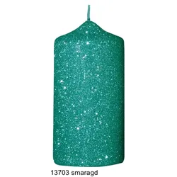 Kopschitz Kerzen Kerzen Glamour Glitter Stumpenkerzen Smaragd, 120 x 60 mm, 4 Stück