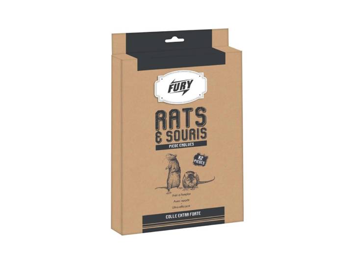 FURY Pièges collants rats et souris plaques de glu appâtées 2 plaques