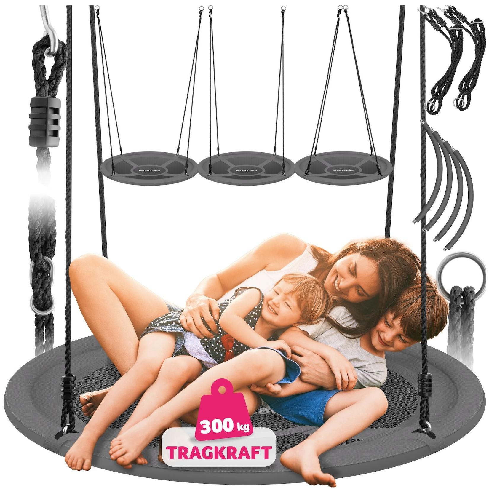 tectake® Nestschaukel, getestet mit 300 kg, geprüft nach DIN EN 71-8, gepolsterter Rand, Textilene-Bespannung