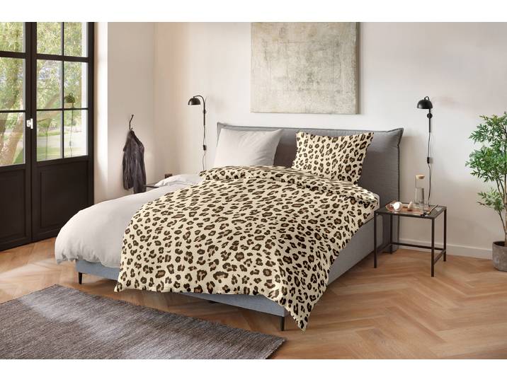 Soft-Seersucker Bettwäsche Serval 135 x 200 cm + Kissen 80 x 80 cm Braun/Braun
