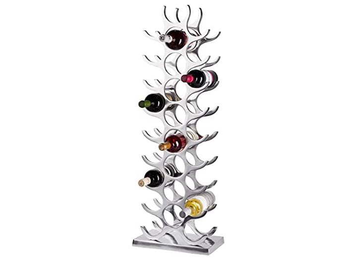 MichaelNoll Weinregal Flaschenregal Flasche Aluminium Silber Luxus - Weinständer, Regal Modern aus Metall - Flaschenhalter/Flaschenständer für Flaschen Sekt, Wein und Champagner - 101 cm XXL