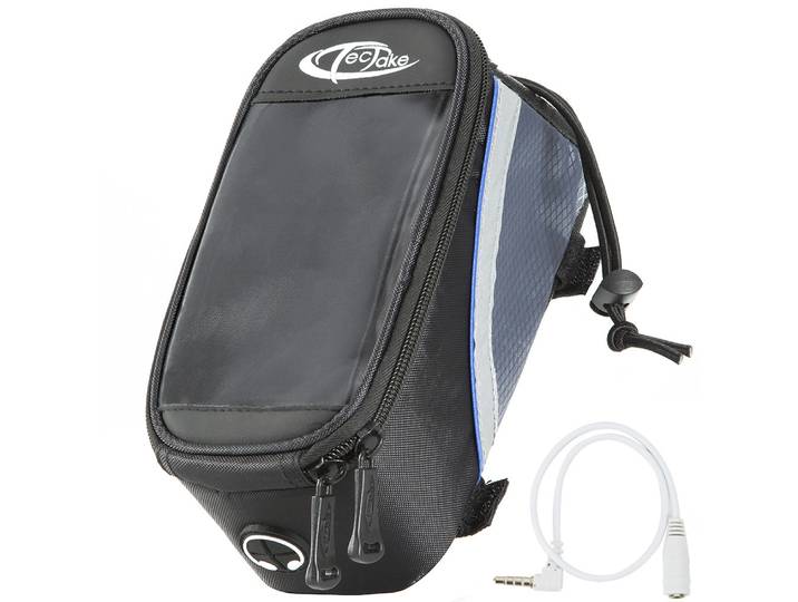 Étui a vélo pour cadre de vélo, Imperméable - 20 x 9,5 x 10 cm, bleu/gris/noir