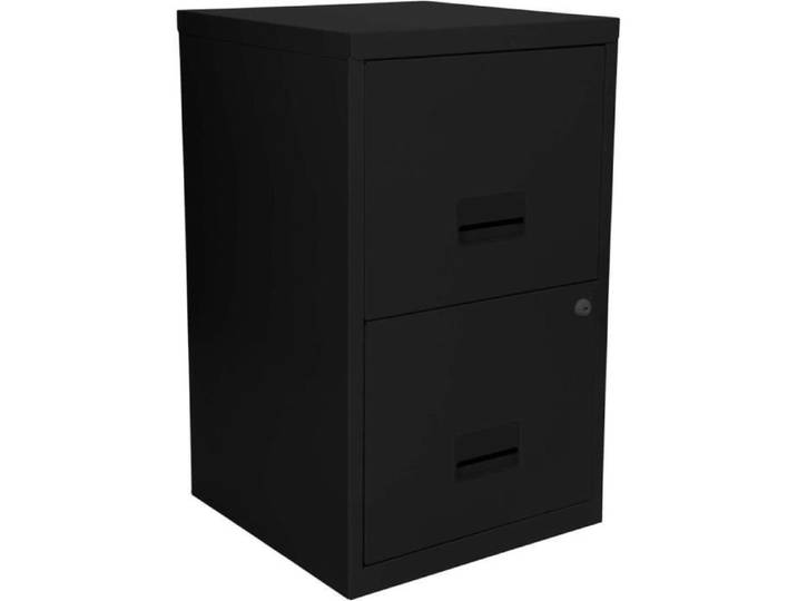 Colonne de rangement - PIERRE HENRY - 2 tiroirs - Acier - Noir mat - Design contemporain