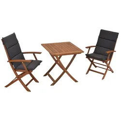Merxx Comodoro Set 5tlg., 2 Klappsessel, 2 Wendekissen, 1 Klapptisch 70 x 70 cm, Eukalyptus