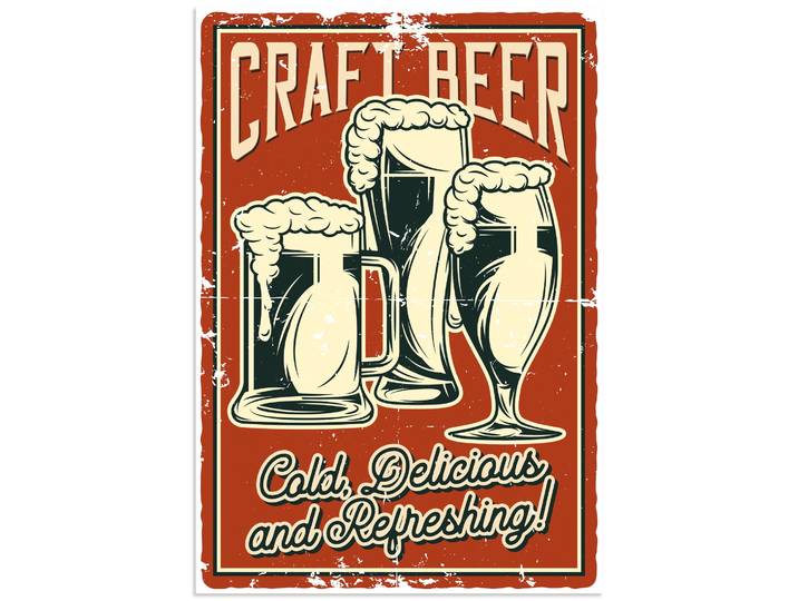 Wandbild ARTLAND Craft Beer , braun (farbe bild(er): rot), B:50cm H:70cm, Bilder, Wandbild, als Alubild, Leinwandbild, Poster, Wandaufkleber in verschied. Grössen