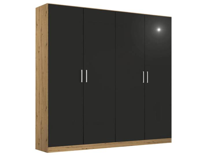 Rauch Möbel Drehtürenschrank, Grau, Eiche Artisan, 4 Fächer, 181x210x54 cm, Blauer Engel, Made in Germany, Schlafzimmer, Kleiderschränke, Drehtürenschränke