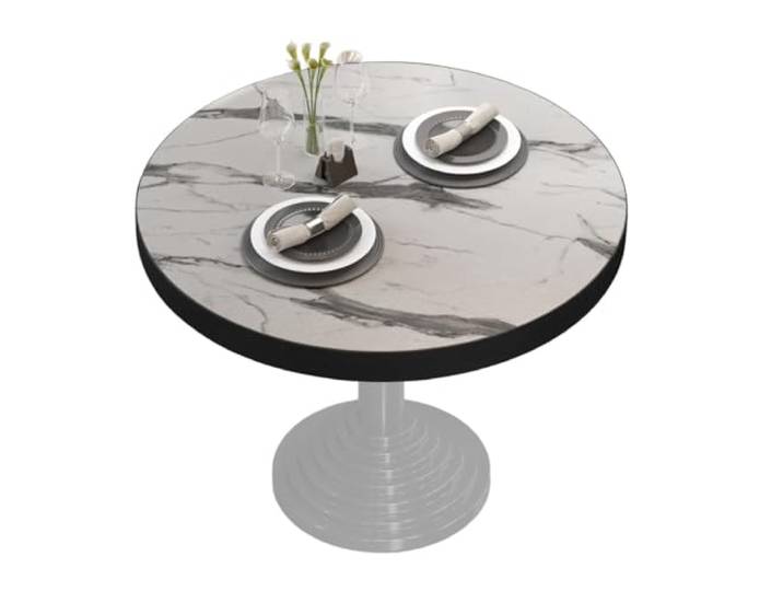 GGMMÖBEL Brasil Tischplatte Ø 60 cm Weiß Marmor Holzplatte Perfekt für klappbare Couchtisch, Küchentisch, Esstisch ABS Kante HPL beschichtete Restaurant, Cafe, Bar