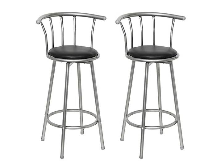 TEKGHUT Barhocker 2 STK Schwarz Kunstleder Stahlkonstruktion, Fußstütze, Ergonomisch, Belastbar bis 110 kg