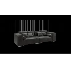 BIGSOFA Rico Anthrazit Microfaser Vintageoptik