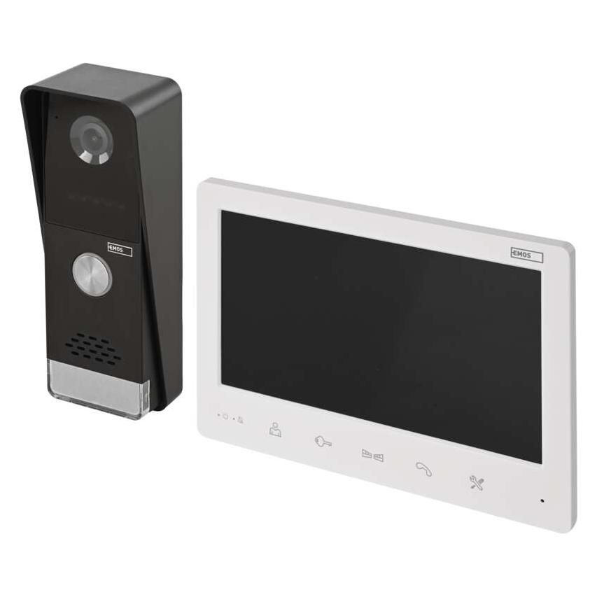 Emos Video-Türsprechanlage EM-LS07HD Set 7 Zoll 16 Melodien Weiss H2020 (Kabelgebunden) (77912594)