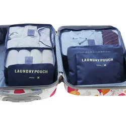 Ein Set Reise-Organizer für einen Koffer und einen Kleiderschrank (6 Stück) – dunkelblau