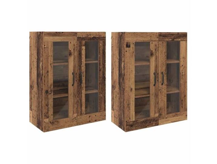 HGFDVCMR Wandschrank 2er Set Altholz-Optik Glastüren 69,5x34x90 cm Schlanke Hängeelemente mit Glastüren für Wohnzimmer und Flur, gefertigt aus Holzwerkstoff in Altholz-Design.