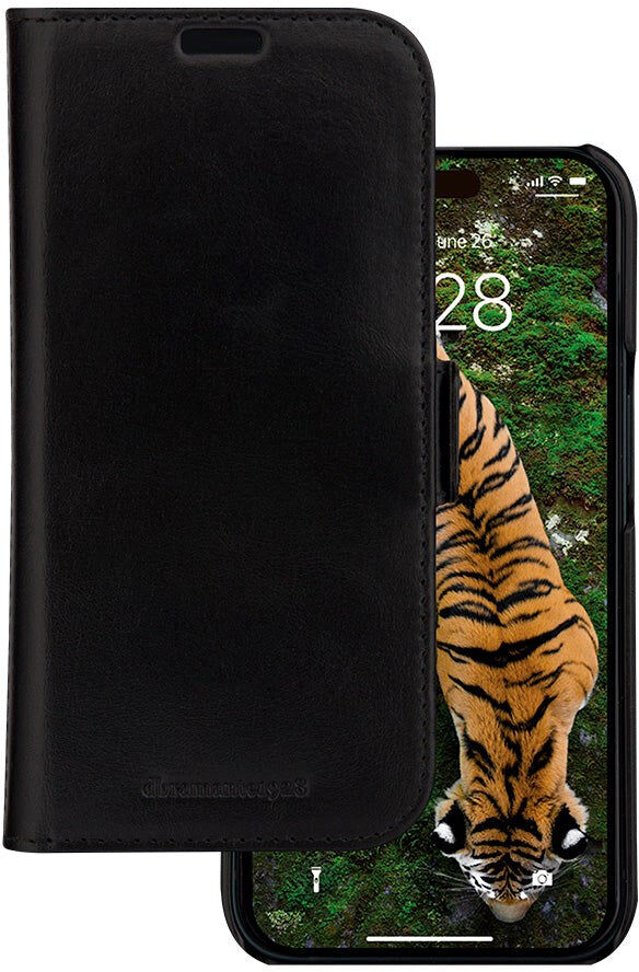 iPhone 15 Pro dbramante1928 Lynge Ægte Læder Magnet Flip Cover - Black