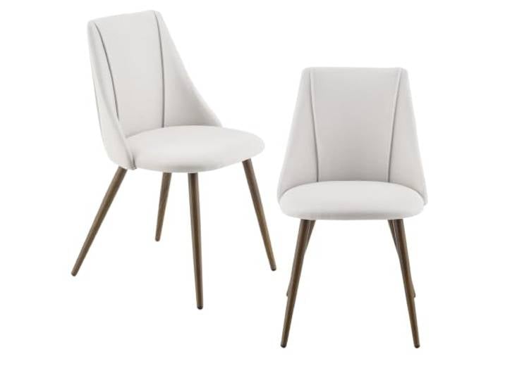 Helloshop26 Set mit 2 Esszimmerstühlen, Küche, gepolstert, Textil, Metallbeine mit Holzoptik, Sitz, Wohnzimmer, Beige, 83 x 50 x 53 cm, 03_0005729