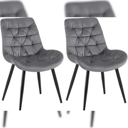 Proregal CHEFGASTRO 2er Set Esszimmerstuhl MONTEREY HxBxT 85x56x63cm Samt Dunkelgrau Küchenstuhl