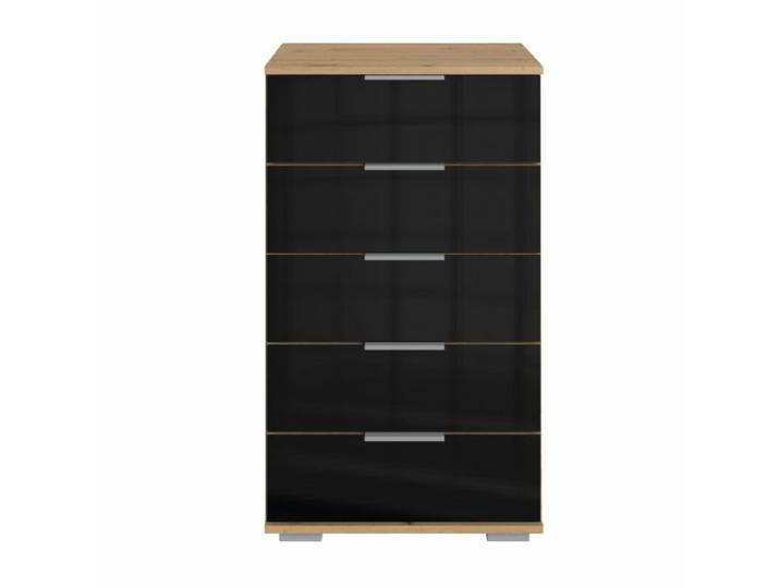 Wimex Easy Plus Kommode - Artisan Eiche Nachbildung, Glas schwarz Modern