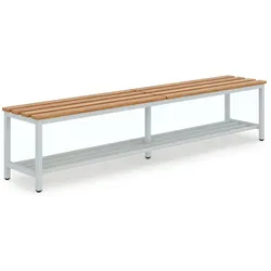 CEHA Garderoben- und Umkleidebank 150 cm Breite mit Holzleisten und Schuhrost Gestell lichtgrau (RAL7035)