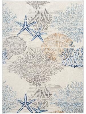 Nourison Pompeii Coastal Beach Shells and Coral Area Rug