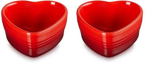 Le Creuset Cerise Stoneware Set of 2 Heart Ramekins