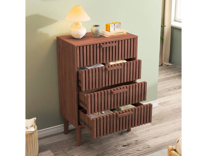 Commode 4 Tiroirs Armoire à Tiroirs Chambre Commode Bois Meuble a Tiroirs Rangement Armoire de Rangement à Tiroirs