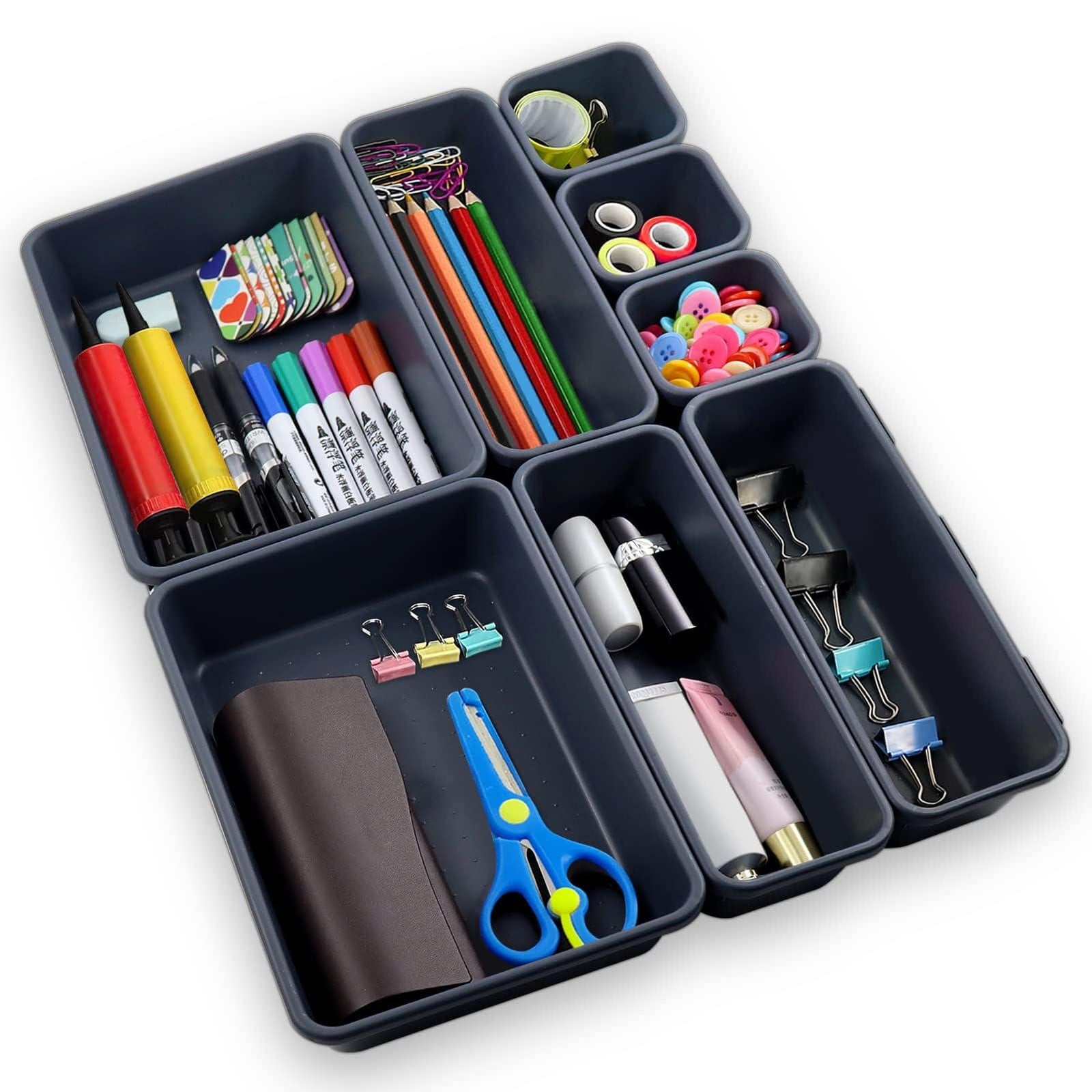 Dripio Lade-organizer set, 8-delig, donkergrijs