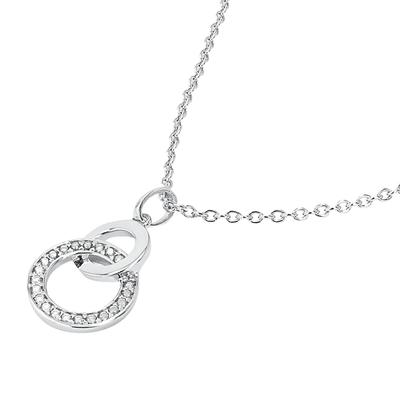 Kette mit Anhänger TOM TAILOR "Schmuck Geschenk Silber 925 Infinity Kreise", silber (silberfarben, kristallweiß), Halsketten, Damen, Silber 925 (Sterlingsilber), L: 45 B: 1,6mm, mit Zirkonia (synth.), B:1,6mm