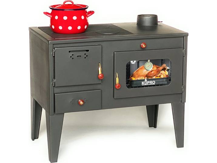 Kaminofen mit Backfach und Herdplatte 93894 7,5 kW Kamin Gartenofen Küche Outdoor Ofen Holz