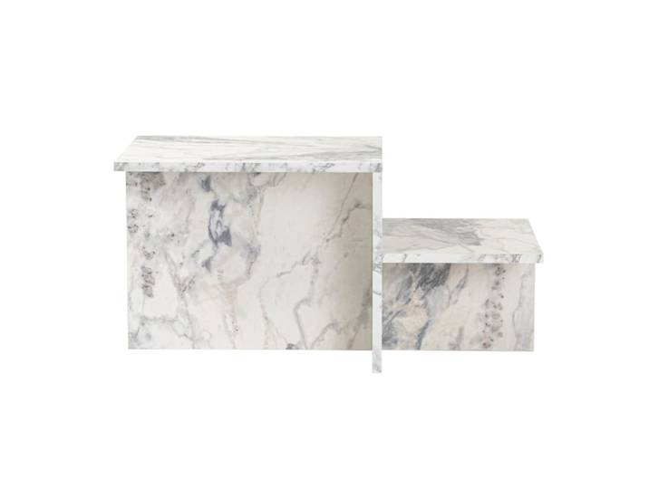 Table basse 2 niveaux l77 cm - effet marbre
