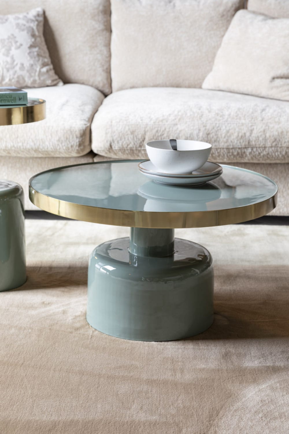 Zuiver Table basse ronde en acier émaillé vert d'eau Vert 0x35cm