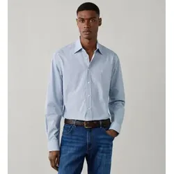 Hackett London für Herren. HM3010902 Mini Geo Print Hemd blau (L), Lässig, Baumwolle, Klassisch, Langarm