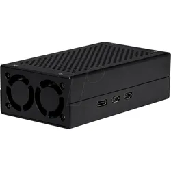 RPI5 CASE ALU-M2 - Gehäuse für Raspberry Pi 5 + M.2-HAT, aktive Kühlung, Alu, schwa