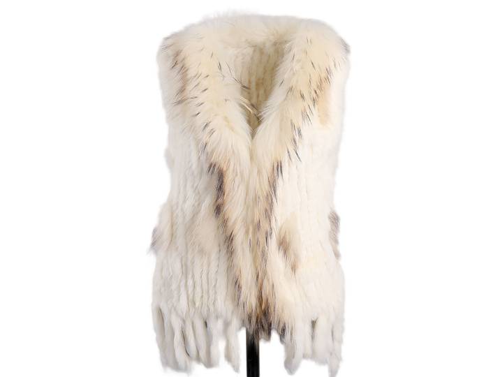 BOONJOVIA femmes 100% réel fourrure de lapin tricoté Gilet fourrure de raton laveur garniture col Gilet dame mode Gilet pour automne hiver
