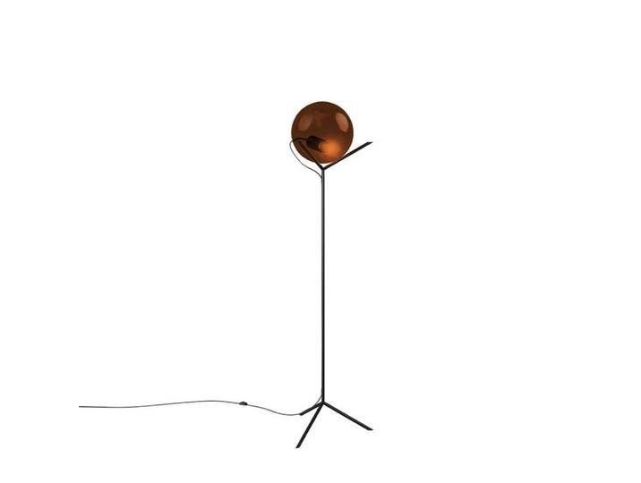 s.luce Stehlampe Orb Poseidon Braun Ø 30cm, Glas, Rund, E27, 30x170x30 cm, Lampen & Leuchten, Innenbeleuchtung, Stehlampen