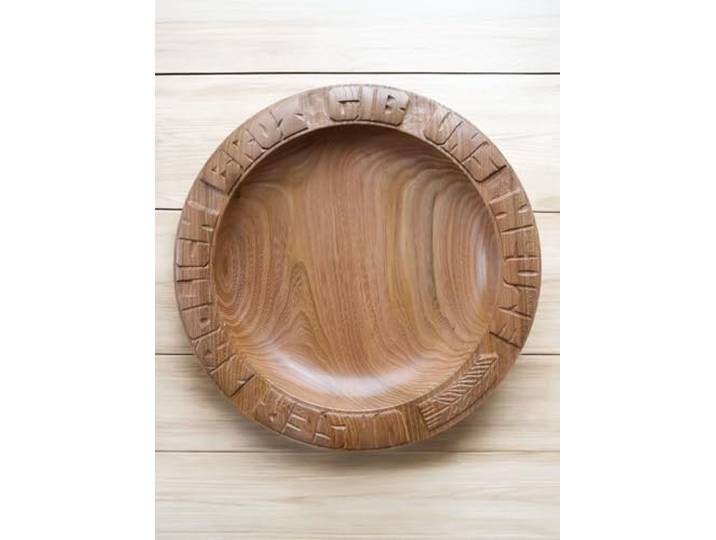 CleanPrince Brotteller Unser tägliches Brot gib uns heute 33-35 cm Kirschholz geschnitzte Brotschale aus Holz