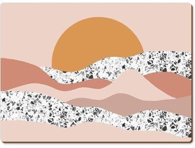 CounterArt Mohave Sunrise Decorative Hardboard Placemats with Protective Cork Backing 4 Pack Heat Tolerant and Easily Wipes Clean