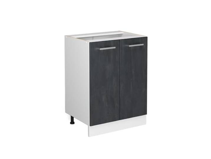 Vicco Küchenunterschrank R-Line, Schwarz Beton, 60 cm 2 Türen · Ohne Arbeitsplatte · Höhenverst. Füße · 1 Einlegeboden · Frei kombinierbar