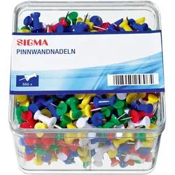 SIGMA Pinnwandnadel, Kunststoff/Metall, farbig, 500 Stück
