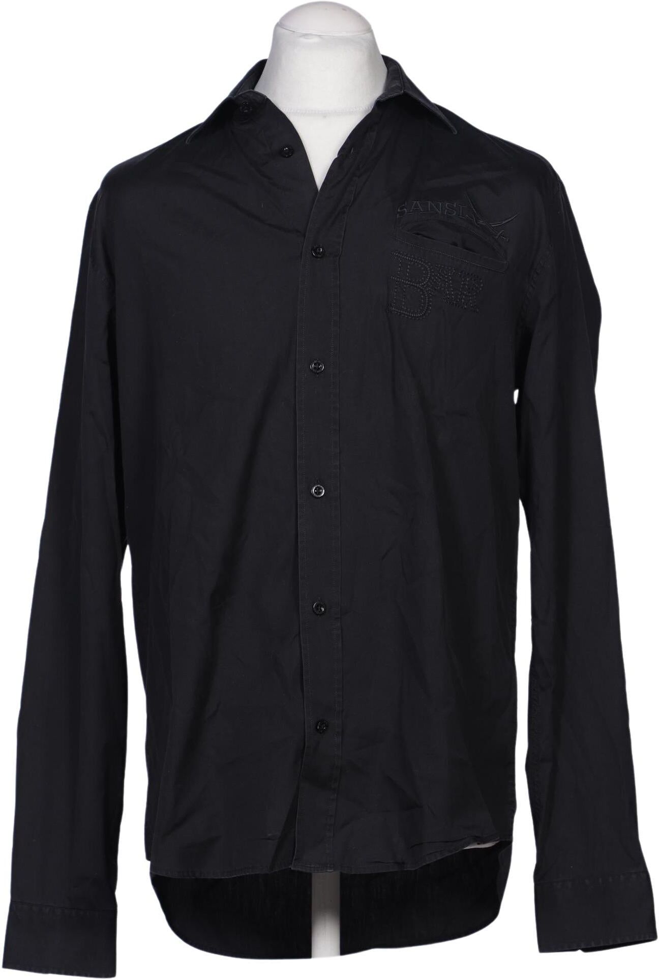 Sansibar Herren Hemd, Schwarz, Gr. M, Baumwolle - Second Hand