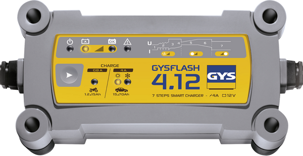 GYS Flash 4.12 - automatisches Ladegerät und Erhaltungsladegerät - Batterien 12V da 1.2 a 90 Ah