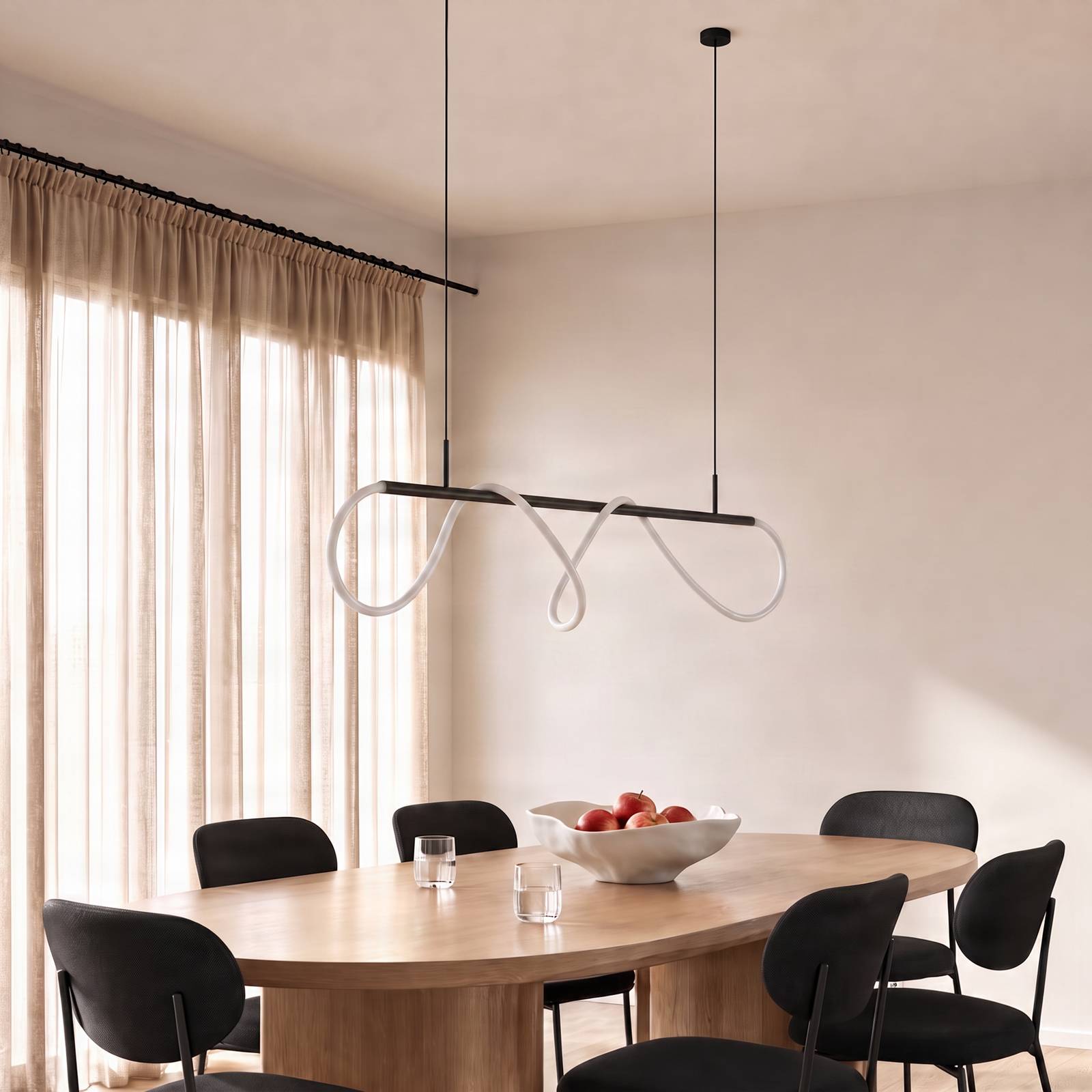 Pendant Light Kisune Lucande, Black, Living / Dining Room, Plastic, Modern, Ceiling Light