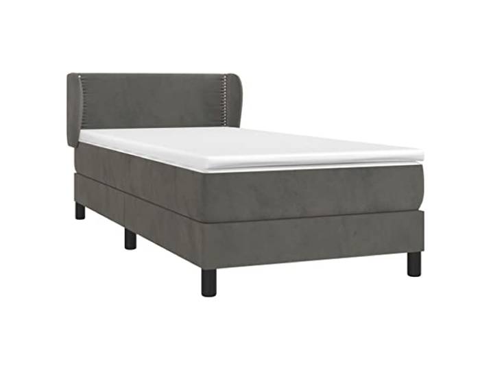 vidaXL Boxspringbett mit Matratze Dunkelgrau 100x200 cm Samt