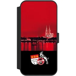 Nivocase Klapphülle für Apple iPhone 14 Pro Max Handyhülle aus Kunst Leder NIVOflip schwarz 1. FC Köln (Apple iPhone 14 Pro Max), Smartphone Hülle, Schwarz
