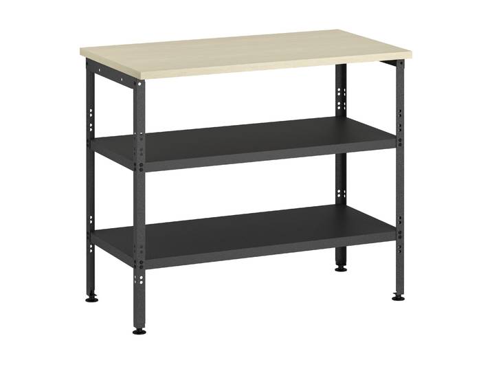 Werkbank MAKSIMUS mit 2 Ablagen 100 x 55 cm anthrazit/natur